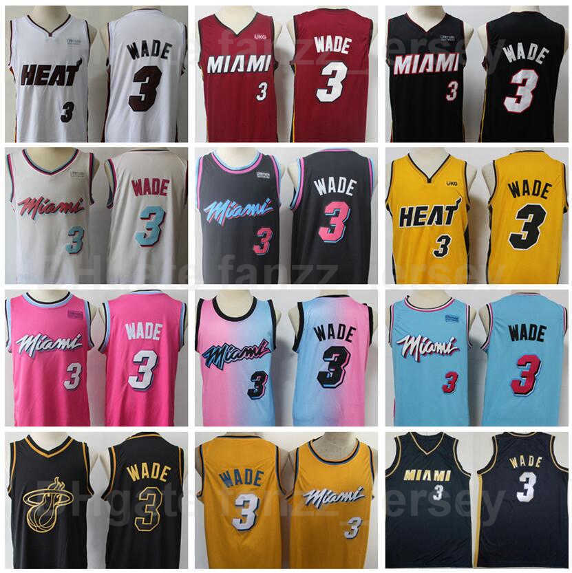 

Men Basketball Dwyane Wade Jersey 3 City Finished Earned Edition Embroidery And Sewing Team Color Black Red White Blue Yellow Breathable Pure Cotton