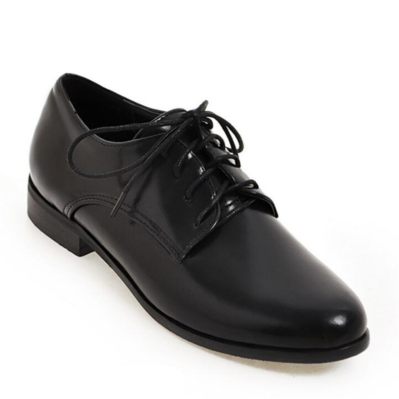 

Lace Up Shoes Women Oxfords Shoes Loafers Flats Woman Casual Flat Shoes High Quality Plus Size 34 - 40 41 42 43 44 45 46 47 48, Black