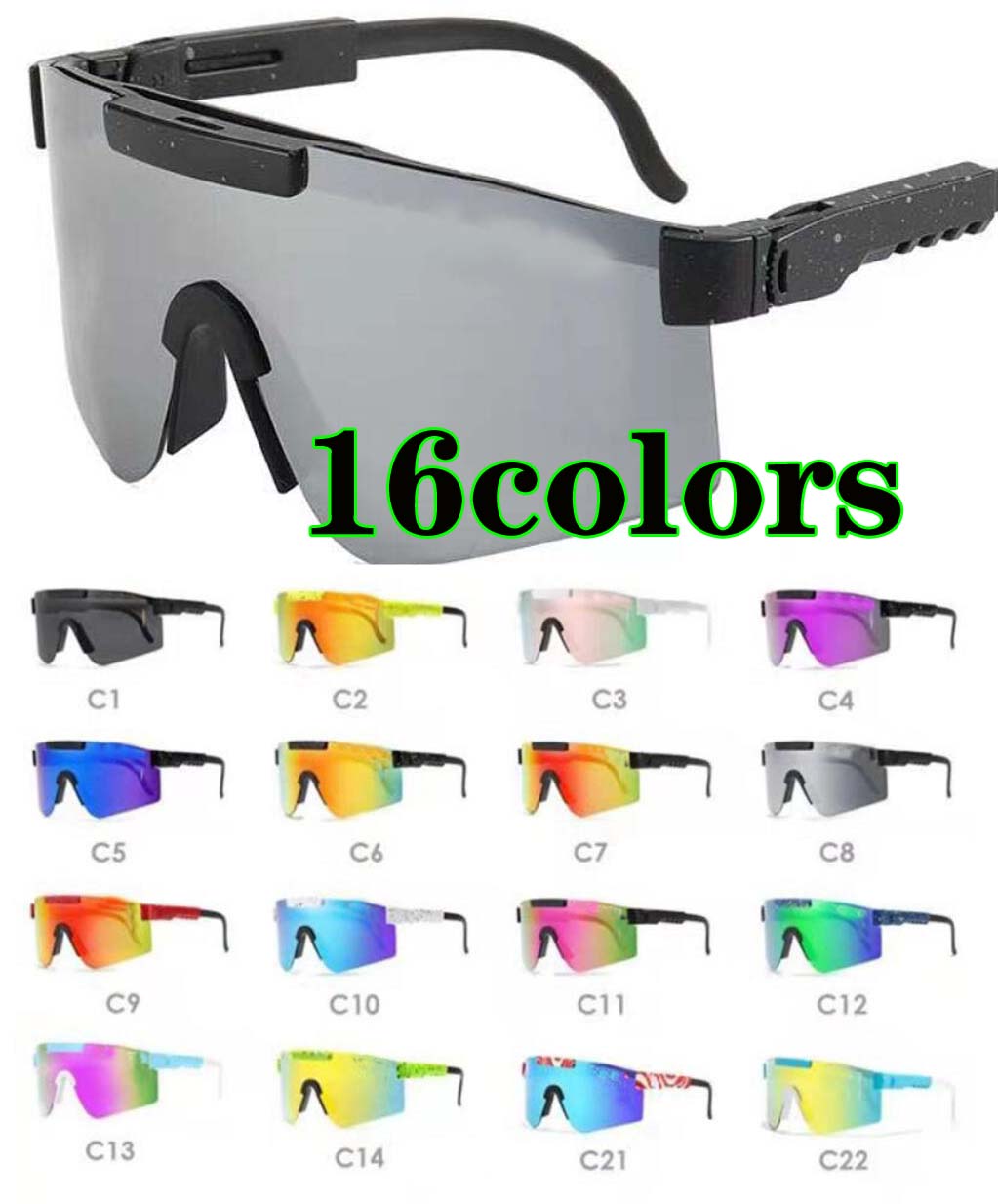 

16colors summer men fashion sunglasses motorcycle spectacles women Dazzle colour Cycling Sports Outdoor wind Sun Glasses big frame