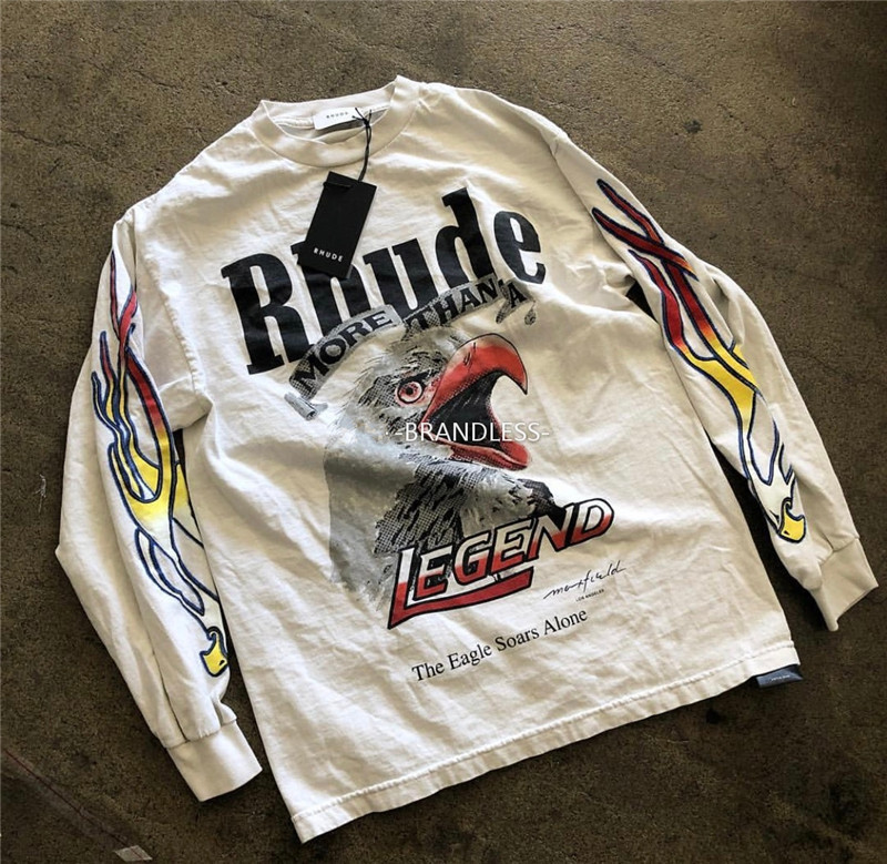 

RHUDE x Maxfield LA OVERSIZE T-shirt Men Women 1:1 High Quality Long Sleeve RHUDE x Maxfield LA T Shirt RHUDE T-shirt T200420, White