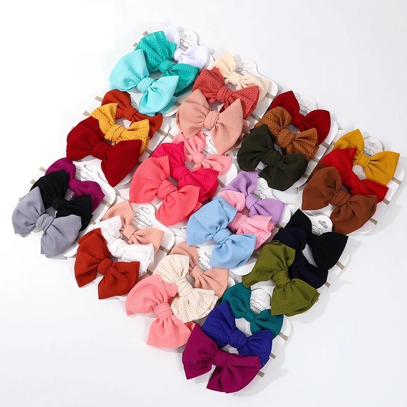 

12 Pcs/Set Cute Baby Headband Solid Color Bows Girl Headbands Newborn Hair Accessories Elastic Band Turban