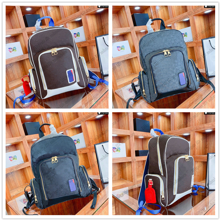 

Designer Luxurys Basket Backpack Grain Leather Monograms Brown Black Mans Sports Bag Blue Mesh with Embroidered basketball details M45581