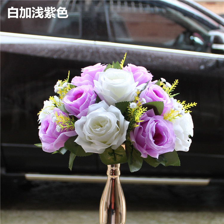 

9 Colour Elegant Faux Realistic Silk Rose Flowers Artificial Wedding Flower Ball Party Centerpiece Decorations Home Decorative 15 Heads, 15 flowers heads