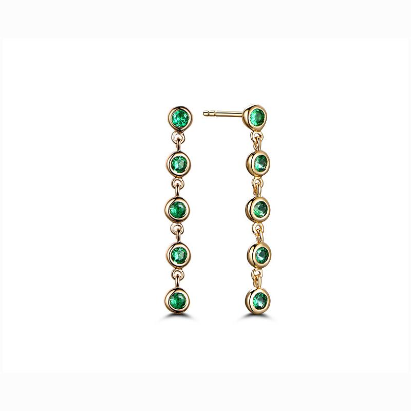 

Stud Fashionable And Elegant Grandmother Emerald Sapphire 14K Pure Gold Earrings Women's Exquisite Party Birthday Jewelry Gifts