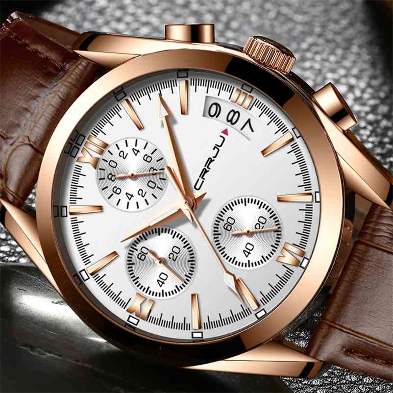 

Fashion Racing Sport Watches For Men Three Eyes Multifunction Stereoscopic Dial Luminous Top Brand Man Quartz-watch 210608, Rose gold white