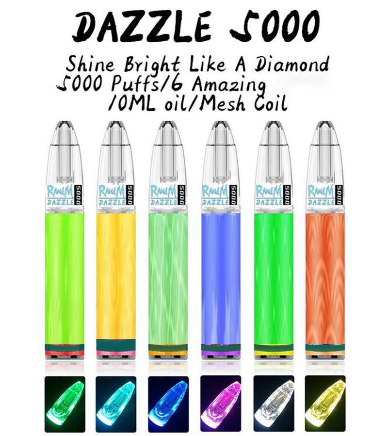 

Randm Dazzle max Pro 5000 puffs cigarettes Disposable Pod light glowing Rechargable vape with 6 colors