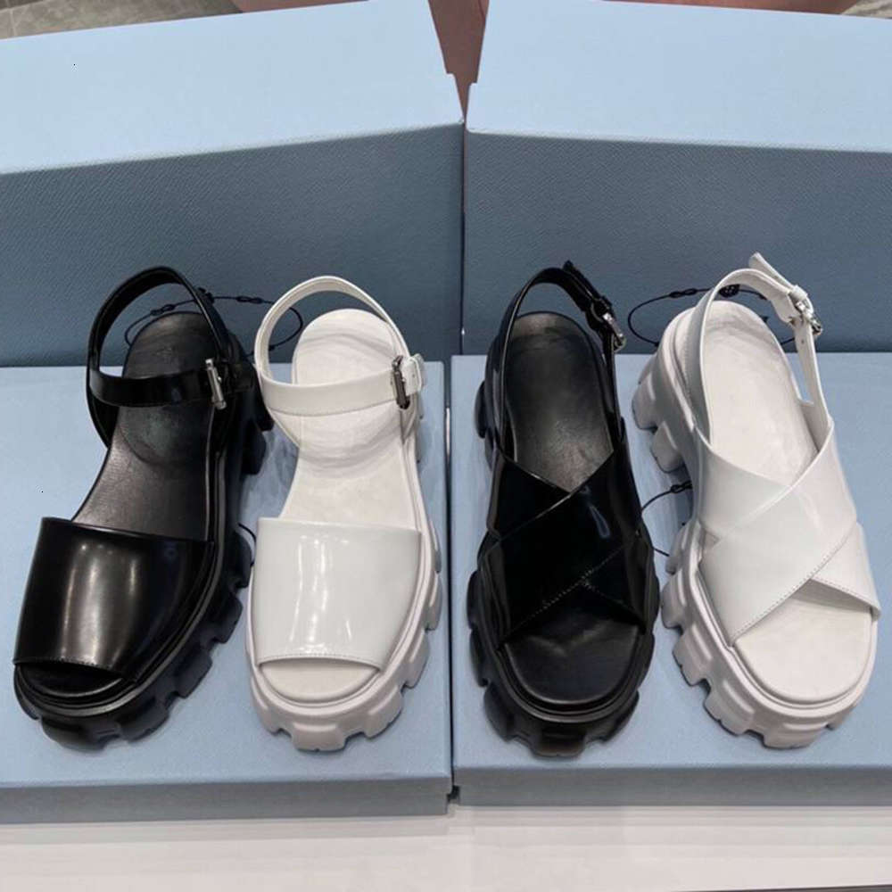 

Latest Brand er Sandals Women Goth Platform Velcro Flat Sandal Cloudbust Thunder Patent Leather Cross Slippers Canvas Open-toe Shoes FQK9