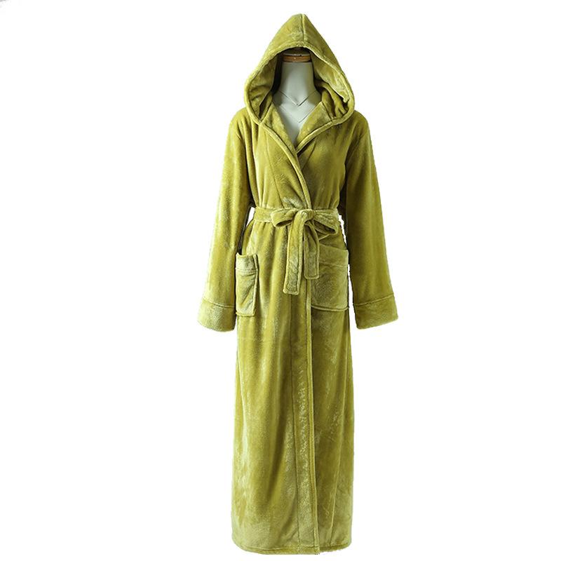 

Men's Sleepwear Robe Bathrobe Flannel De Nuit Winter Men And Hooded Thick Pajamas Bathrobes Home Service Pyjamas 2021, Green