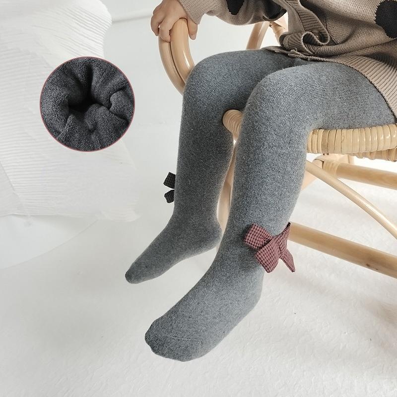 

Leggings & Tights Baby Girl Clothes Winter Fleece Stockings With Bows, Blue