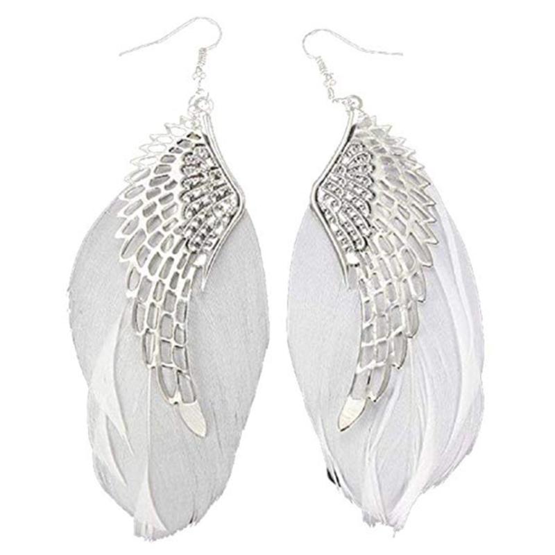 

Dangle & Chandelier Superb Angel Metal Wing Earrings Bohemian Handmade Exquisite Ornaments Vintage Feather Long Drop Jewelry Bijoux Trinket, Silver