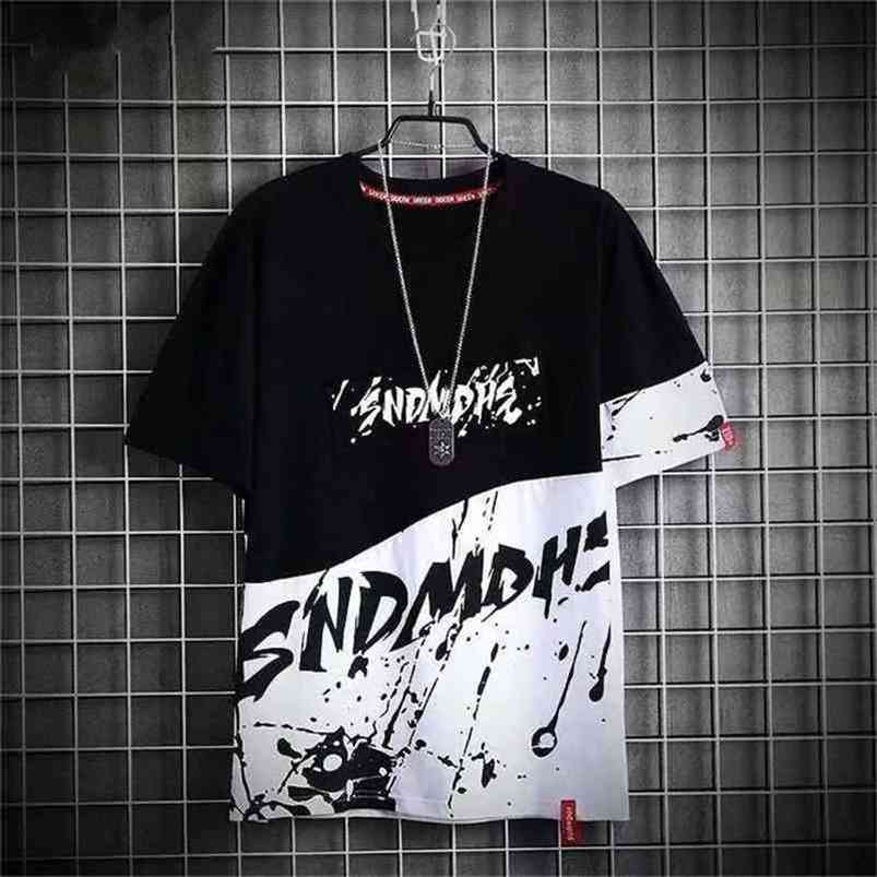 

Short Sleeve T Shirt Men Summer Patchwork Tshirt Top Tees HIP HOP PUNK ROCK Fashion Clothes Plus Size M-3XL O-NECK 210706, 21