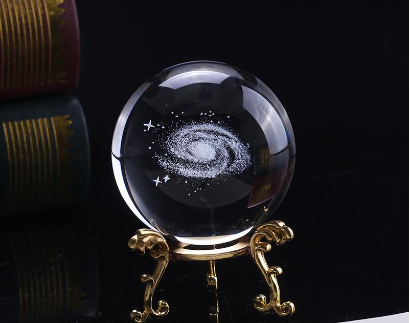 Crystal Ball Globe Galaxy Miniatures 3D Laser Engraved Glass Ball Sphere 60MM AA