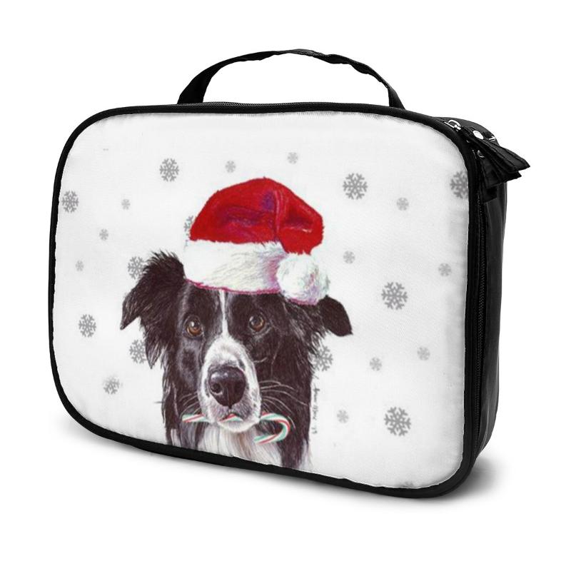 

Border Terrier Christmas Printing Women Make Up Cosmetic Bags Big Capacity Men Wash Toiletry Beach Bag & Cases