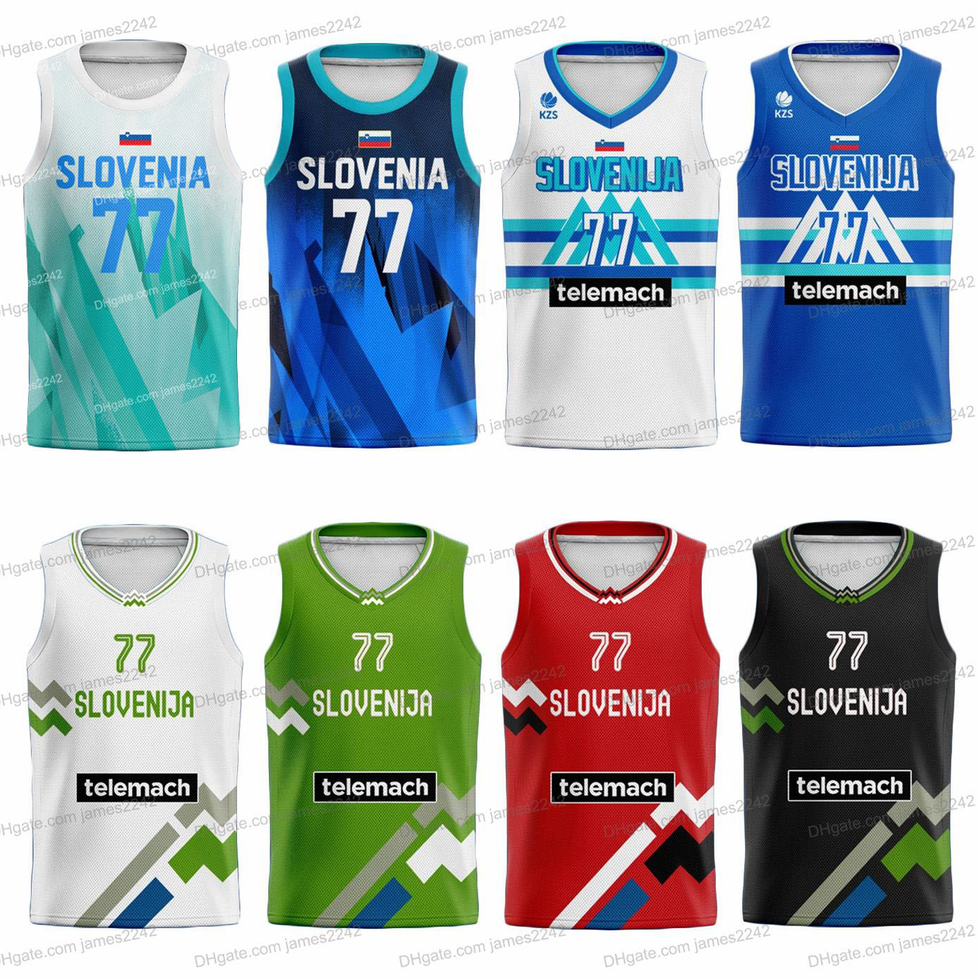 

2021 Tokyo Olympics Slovenia Basketball Jersey Luka Doncic #77 Goran Dragic #7 Custom Shirts Men Women Kids, Black
