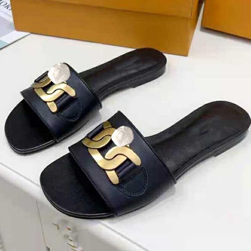 

Designer beach beauty flat shoes wear lazy sandals fashion summer leisure comfortable leather office slippers multicolor, Black