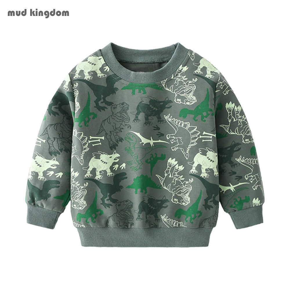

Mudkingdom Boys Sweatshirts Overall Fashion Dinosaur Print Long Sleeve O-Neck Casual Kids Clothes 210615, Gray