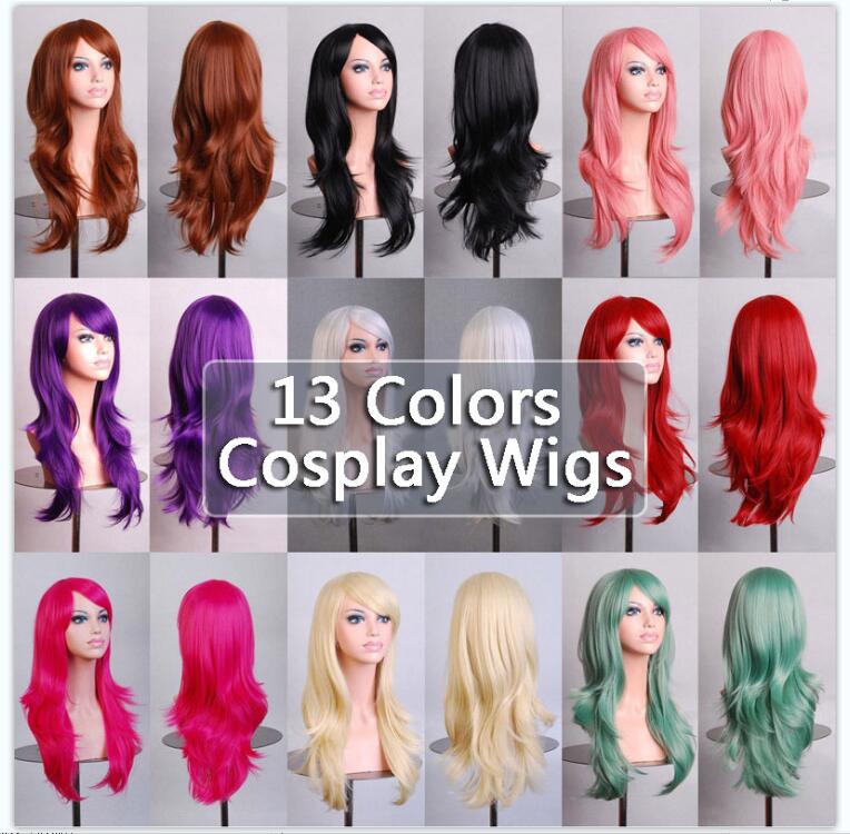 

70CM Loose Wave Synthetic Wigs for Women Cosplay Wig Blonde Blue Red Pink Grey Purple Hair for Human Party for Halloween Christmas Gift options :#1-13, As pic