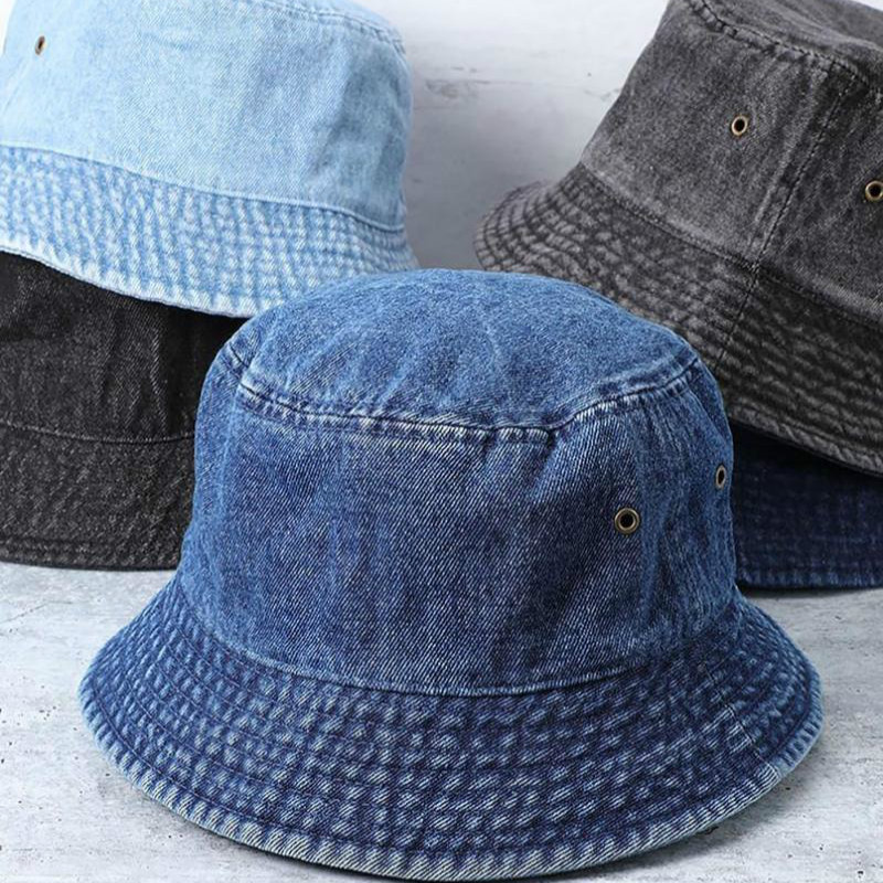 

Fitted Hat Solid Color Washed Cowboy Fishermans Hat women Outdoor Sun Hat Four Seasons Section Lovers Fashion wild Bucket Hats, Dark grey