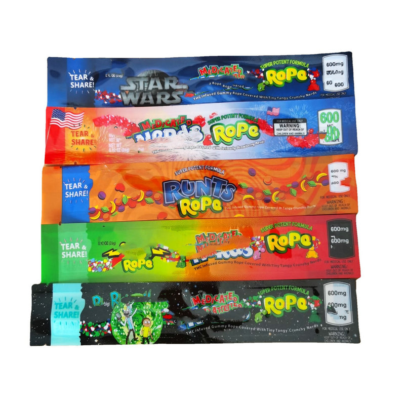 

Edible Package Candy 400mg Mylar Bag 600mg Nerd Edibles Gummies Packaging 500mg Rope Foil Food Packages Empty Pouch Gummy Packing Bags jllcbP