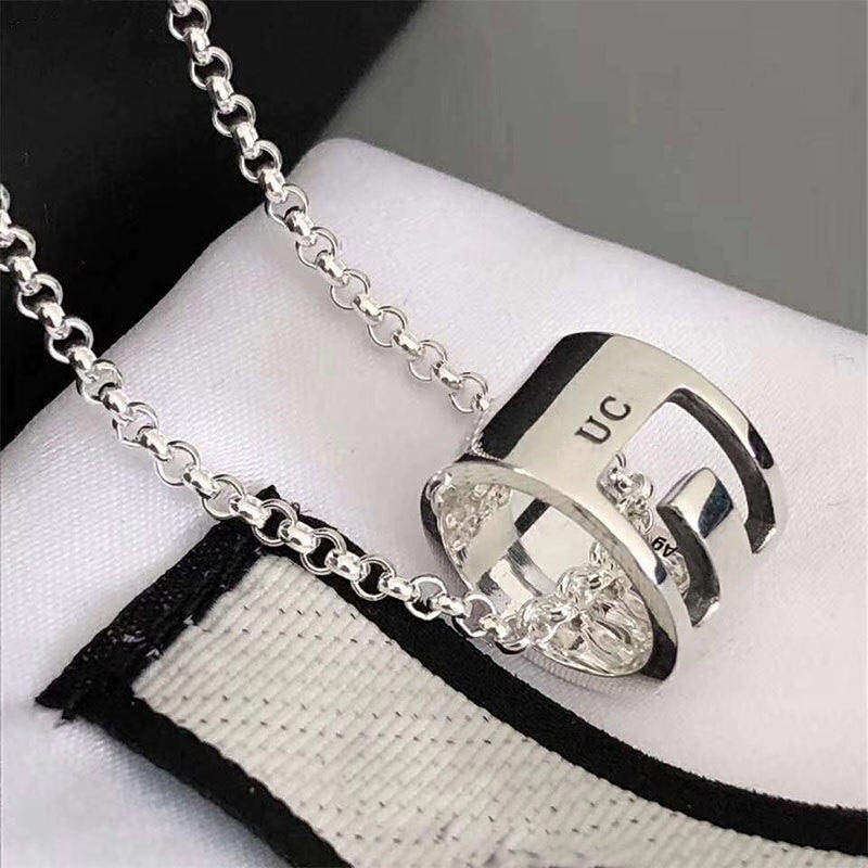 

Luxury Designer Necklace 925 silver hollow pendant double circle fashion necklaces men's and women's accessories Lovers Necklacees birthday gift