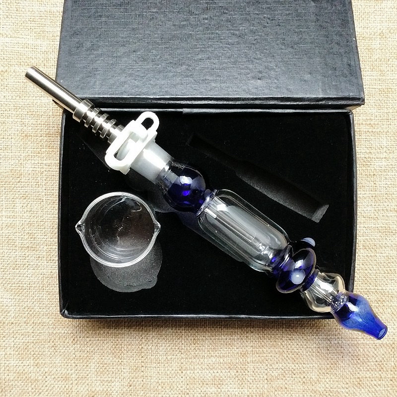 

Mini Nector Collector Kit 10mm 14mm Nectors Collectors Dab Straw Oil Rigs NC Kits Green Blue Clear With Titanium Tip Straw Clip Box