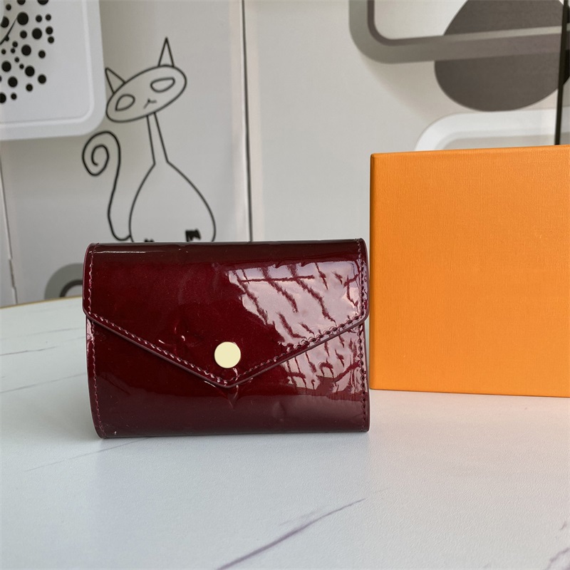 

M41938 Patent Leather Short Wallet For Lady High Quality Shinny Card Holder Coin Purse Women Wallets Classic Zipper Pocket, Black