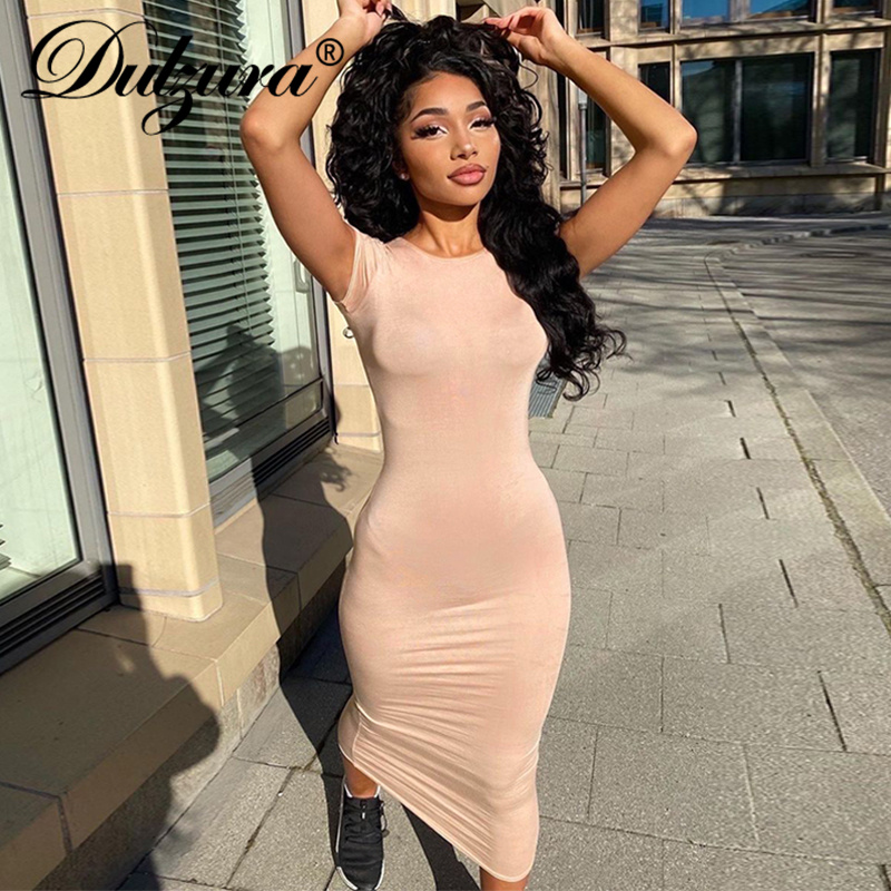 

pure women short sleeve shirt midi dress o neck bodycon streetwear casual basic 2021 summer clothes fashionhigh quality, Black;gray