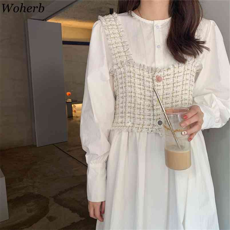 

Two Piece Sets Women White Elegant Shirt Dress Fashion Tassels Vest Cropt Tops Femme Roupas Korean Suits Plus Size 4j543 210519