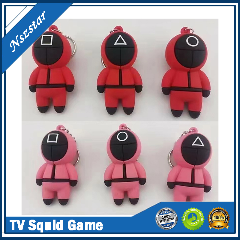 

TV Squid Game Keychain Popular Toy Anime Surrounding Wooden People Pontang PVC Keychains Friends Halloween Party Favor Gifts In stock Fast Delivery DHL free