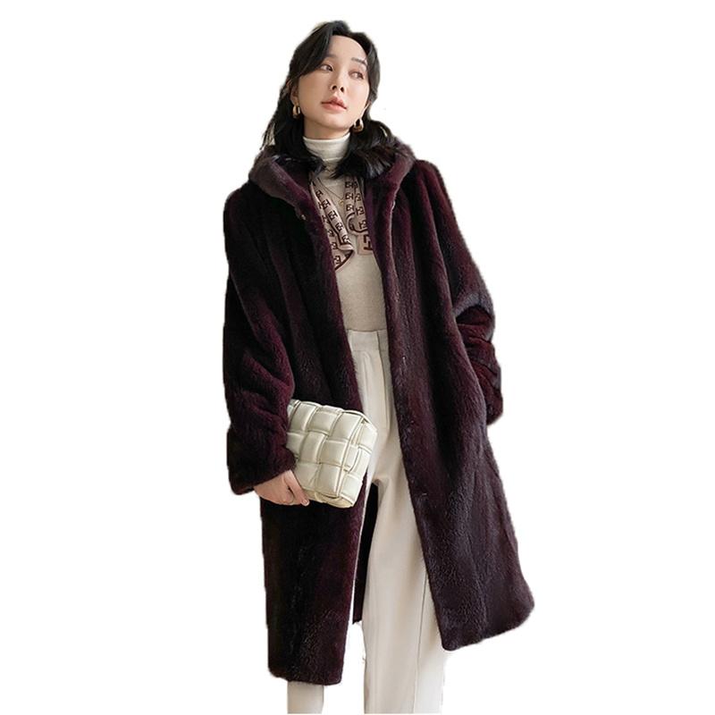 

Women's Fur & Faux 2021 Mink Coat Women Winter Velvet Thick Warm Jacket Mom Fashion Black Purple Plus Size Loose Long N1563