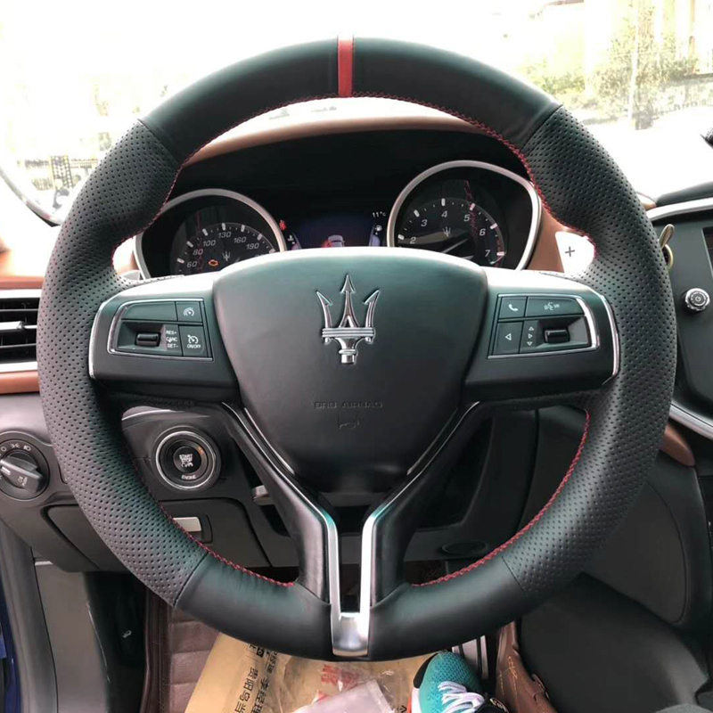 

DIY hand sewn leather steering wheel cover for Maserati Ghibli Levante Quattroporte