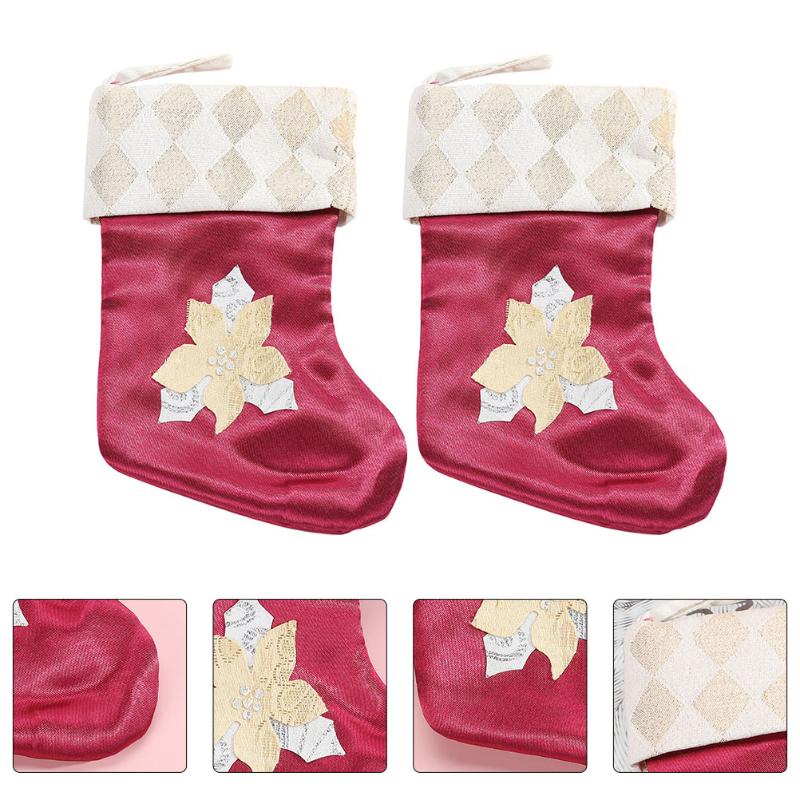 

Christmas Decorations 2Pcs Stocking Shaped Bag Lovely Sock Pendant Party Props(Random Color)