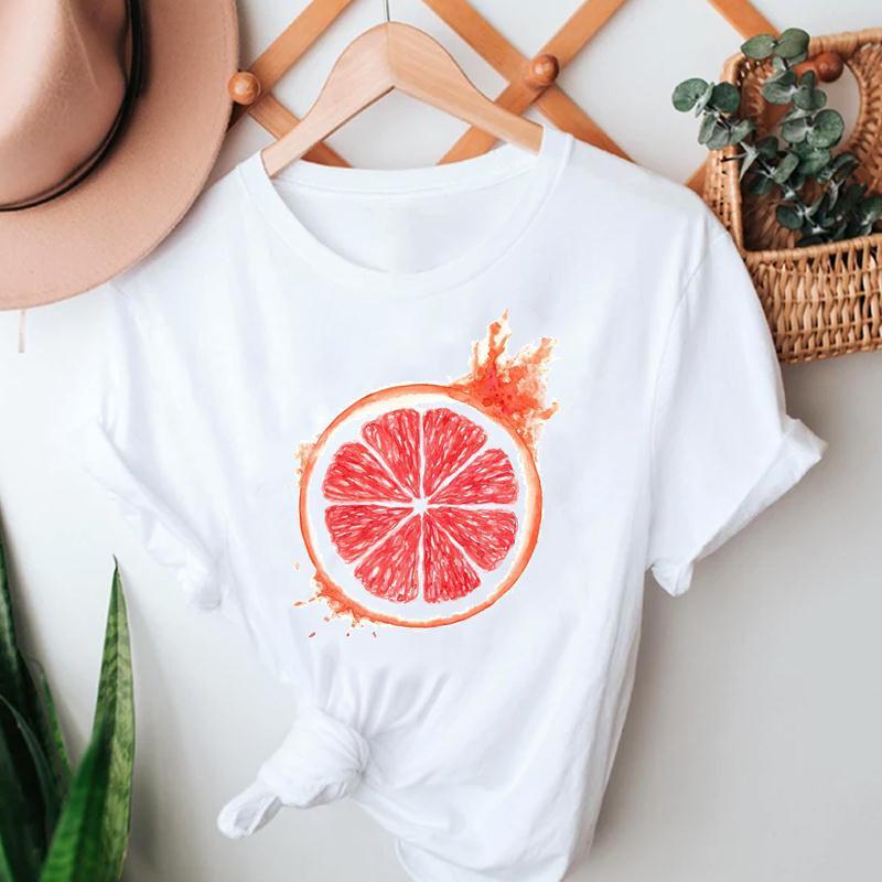 

Women' T-Shirt Women Short Sleeve Summer Tshirts Cartoon Oragne Fruit Kawaii 90s Casual Clothes Stylish T Top Lady Print Sweet Tee, Cz24696