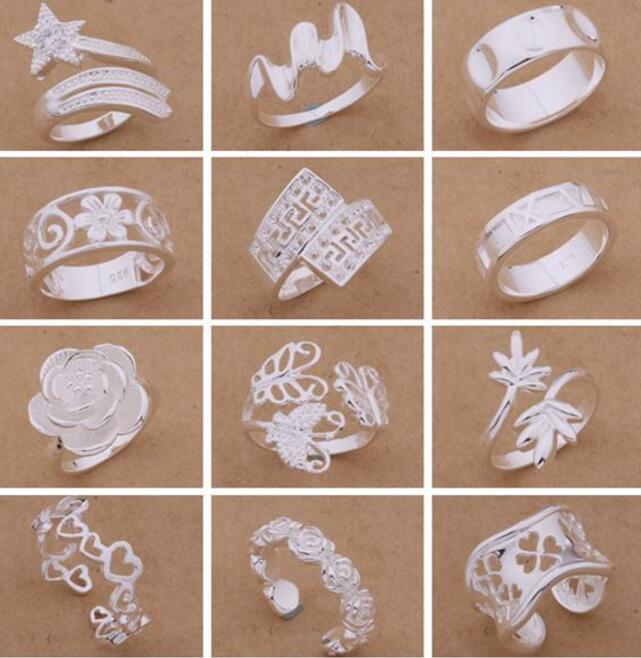 

Mixed Orders Top quality 925 sterling silver rings fashion style Christmas party to send his girlfriend / wife gifts 24pcs/lot wjl1784
