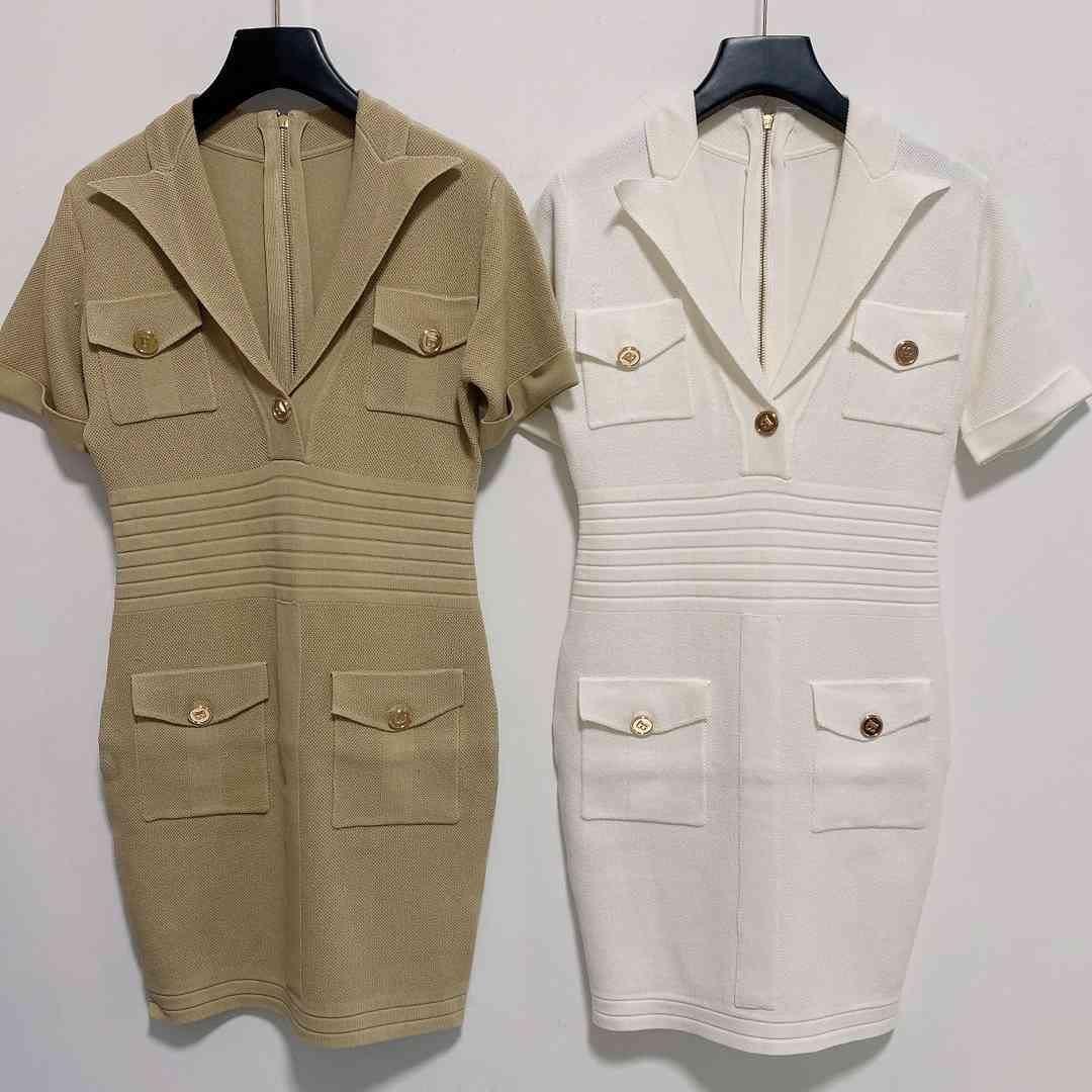 

2021ss brand casual dress womens great quality Women Designers Clothes striped dresses handmade knitting high elasticity 3 colors