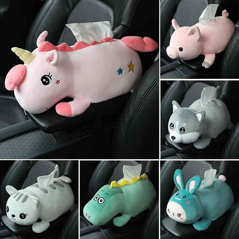 

Car creative net red Unicorn toon animal cute Plush Doll paper towel cover carton