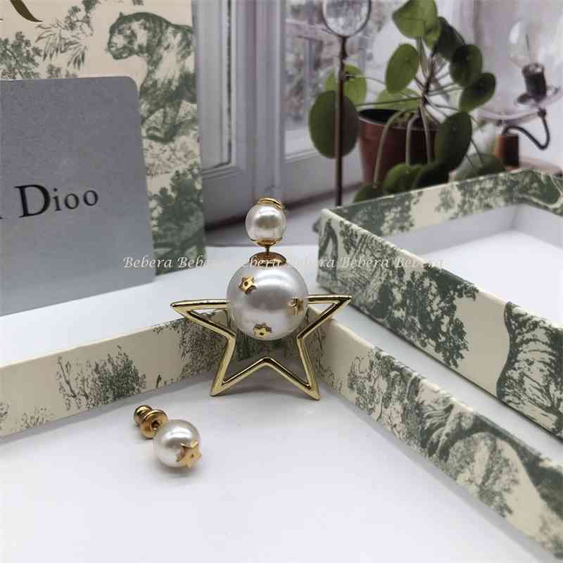 75% OFF Outlet Online family earrings trendy five pointed star Pearl asymmetric Star Earrings-image-711517237