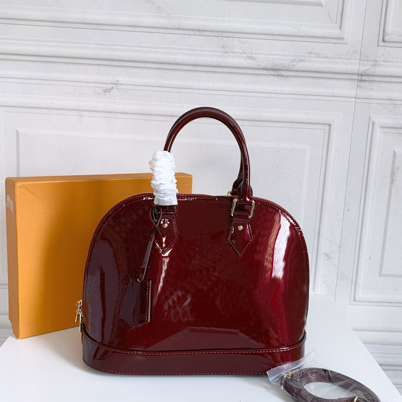 

Fashion Handbag Purse Tote Bags Patent Leather Shell Bag Cowhide Letter Printing L Wallet Removable Shoulder Strap Internal Large Capacity