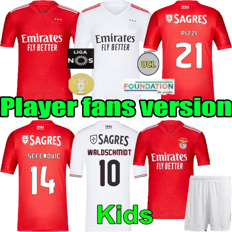 

Player fans version 20 21 22 Benfica Soccer Jerseys 2021 2022 WALDSCHMIDT SEFEROVIC EVERTON PIZZI RAFA DARWIN Home Away kids Football shirts set, 2020 away