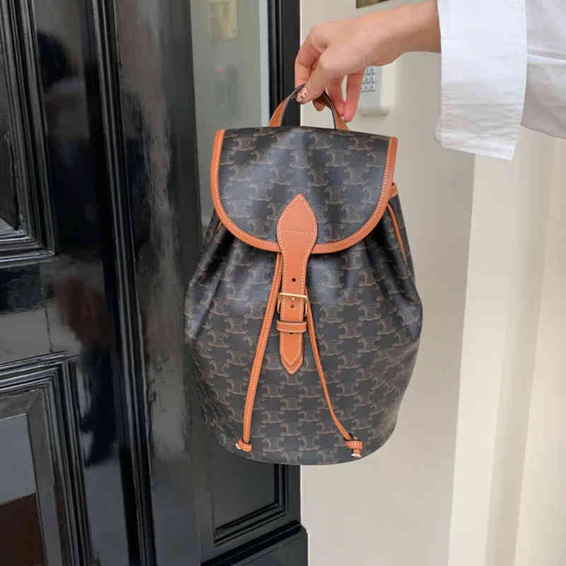 

Arc de Triomphe women's 2021 new backpack leisure travel large capacity striped printed bag, Old picture