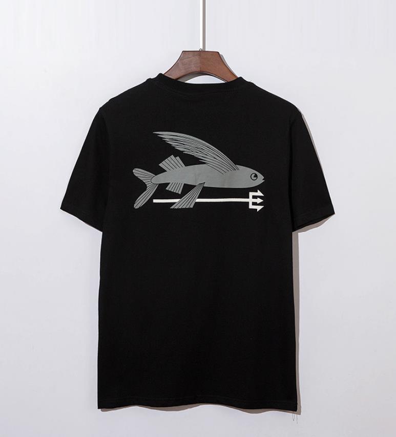 

Fashion cotton patagonia Tees tops Flying Fish Sleeve Men women T-shirts, White;black