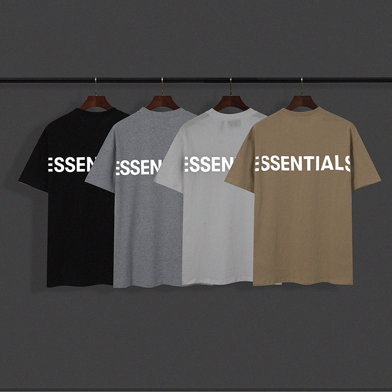 

20ss Ins reflective t-shirt Spring Summer Hip Hop Fear Of God Front Essentials 3D Silicon Tee Skateboard Tshirt Fog Men Women Short Sl f8xd#, White;black
