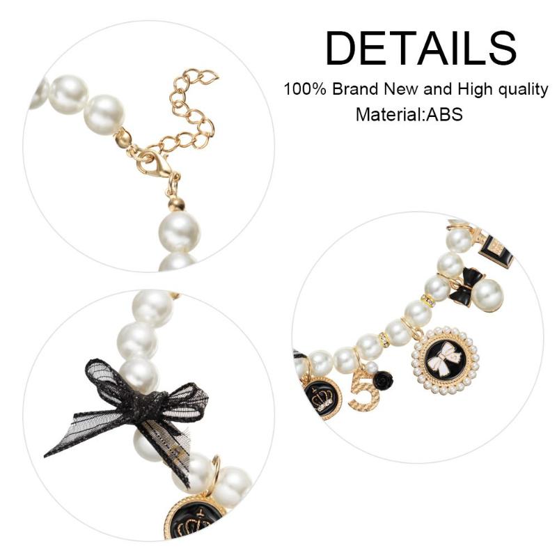 

Cat Collars & Leads Fashion Cute Collar Jewelry Puppy Accessories Bow Necklace Dog Princess Adjustable Pet Pearl