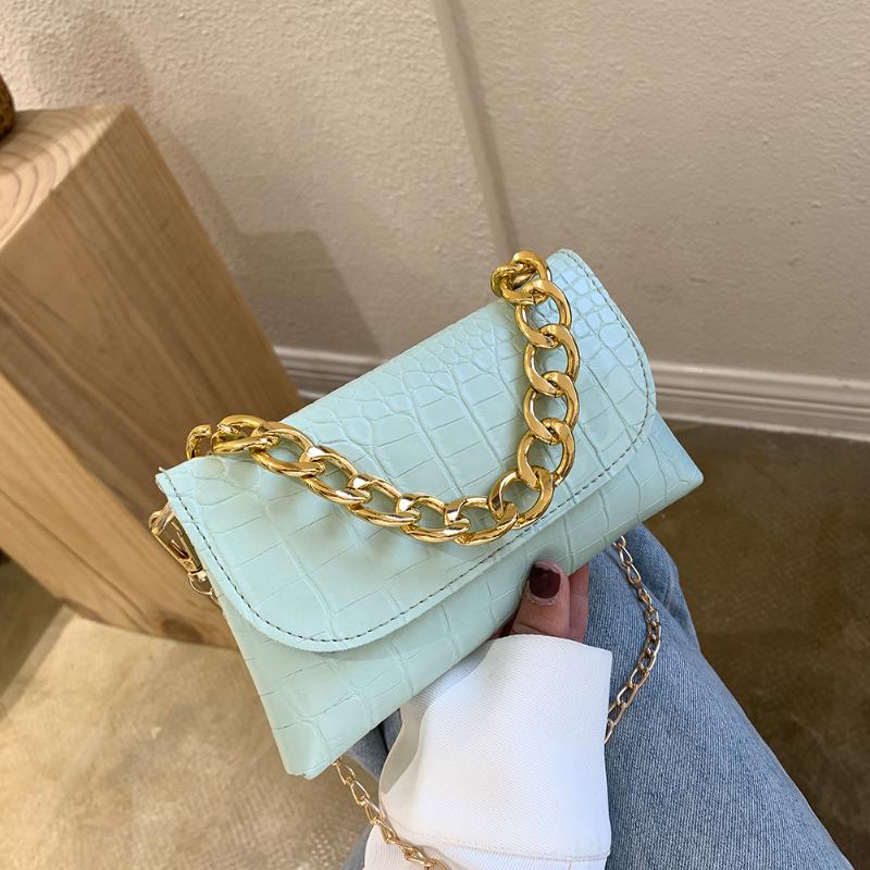 

Evening Bags SWDF PU Leather Shoulder Handbags Chain Female Tote Women Retro Stone Pattern For Outdoor Shopping Traveling Decoration Sac, Black