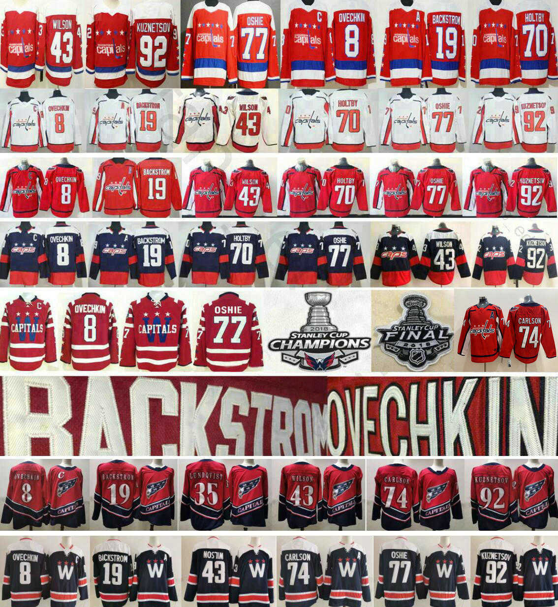 

2021 Reverse Retro Washington Capitals 8 Alex Ovechkin 43 Tom Wilson TJ Oshie Nicklas Backstrom 74 John Carlson 92 Evgeny Kuznetsov Jerseys, As picture men size s-xxxl