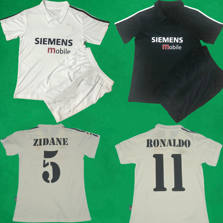 

02 03 Real Madrid Retro Soccer Jerseys Shorts 2002 2003 Home Away Kits RONALDO ZIDANE RAUL Football Shirts Men' + Kids Set Sports Uniforms, 02 03 away