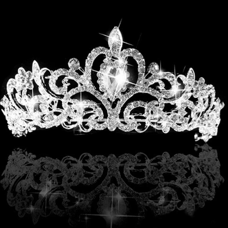 

Hair Clips & Barrettes Trendy Wedding Bridal Crown Austrian Crystal Princess Tiara Prom Veil Headband Accessary, Golden;silver