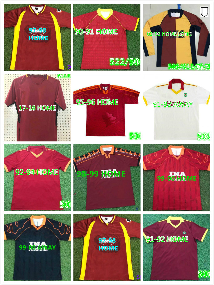

2000 2001 2002 RETRO soccer jersey 00 01 02 89 90 96 97 Roma TOTTI BATISTUTA Candela Montella classic commemorate Collection Maglia da calcio, Ivory