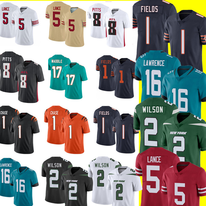 

2021 Trevor Lawrence Jersey Justin Fields Zach Wilson Trey Lance Football Jerseys