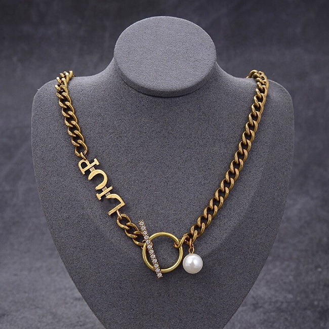 

Luxury Designer Jewelry Women Necklaces Gold Necklace with pearl Letter Stamps Brass Material hip hop Fashion Jewelry